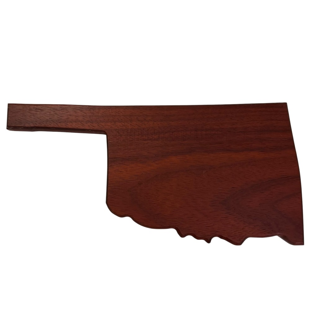 RoCo Woodworking Oklahoma State Shaped Wooden Cutting Board Serving Tray Brown